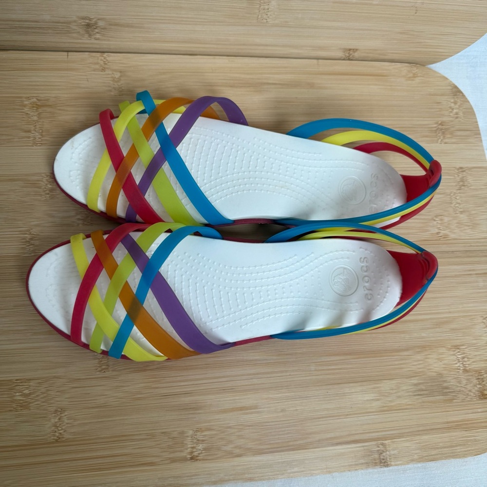Crocs Isabella Rainbow Huarache Flat Jelly Sandal Women Size 7 Slip On - Picture 5 of 12